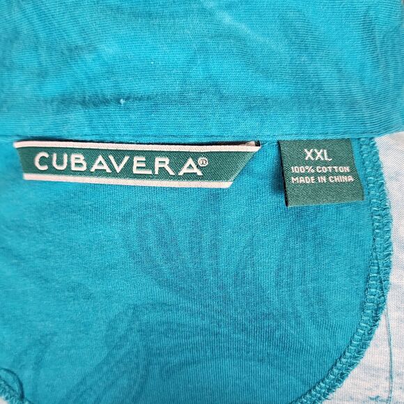 Cubavera Tropical Floral Polo Men's Shirt Turquoise Size XXL - Picture 4 of 6